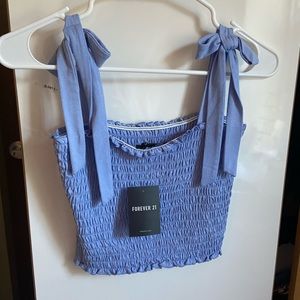 F21- Periwinkle Smocked Self-Tie Top